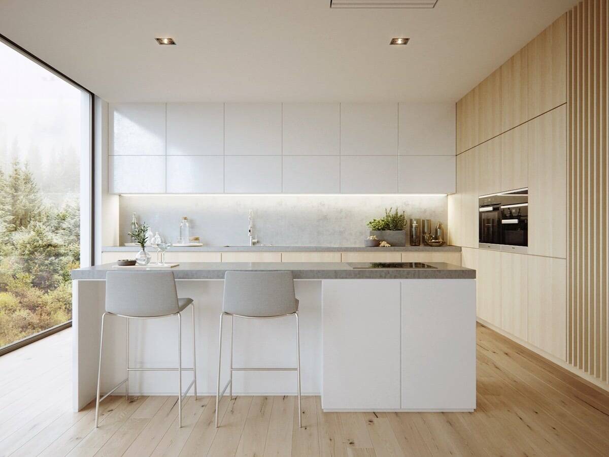Thiết kế phòng bếp đơn giản: Không cần phải quá cầu kỳ và phức tạp, với thiết kế phòng bếp đơn giản cùng với đường nét tỉ mỉ và nét tinh tế sẽ giúp bạn có được một không gian bếp thật đẹp mắt và tiện nghi.